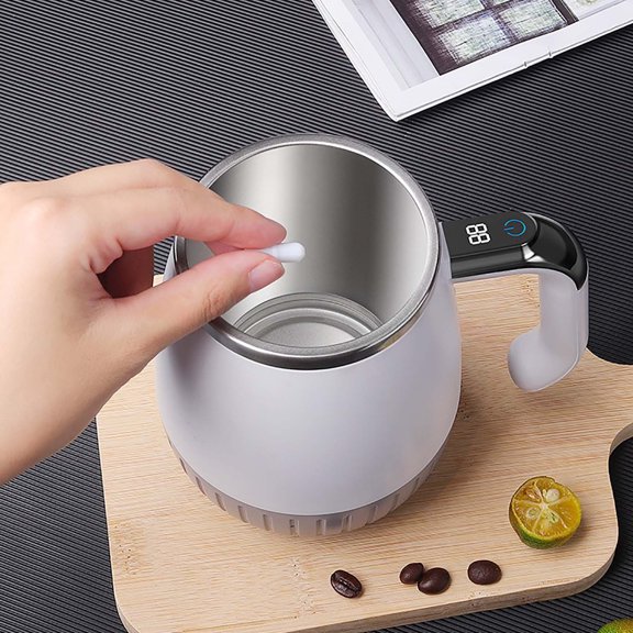 Smart Temperature Magnetic Automatic Coffee Stirring Cup, Real-Time Heat Monitor, Automatic Mixing for Coffee, Tea, Hot Chocolate, Safe Food Materials, Sleek Modern Design, Easy Use
