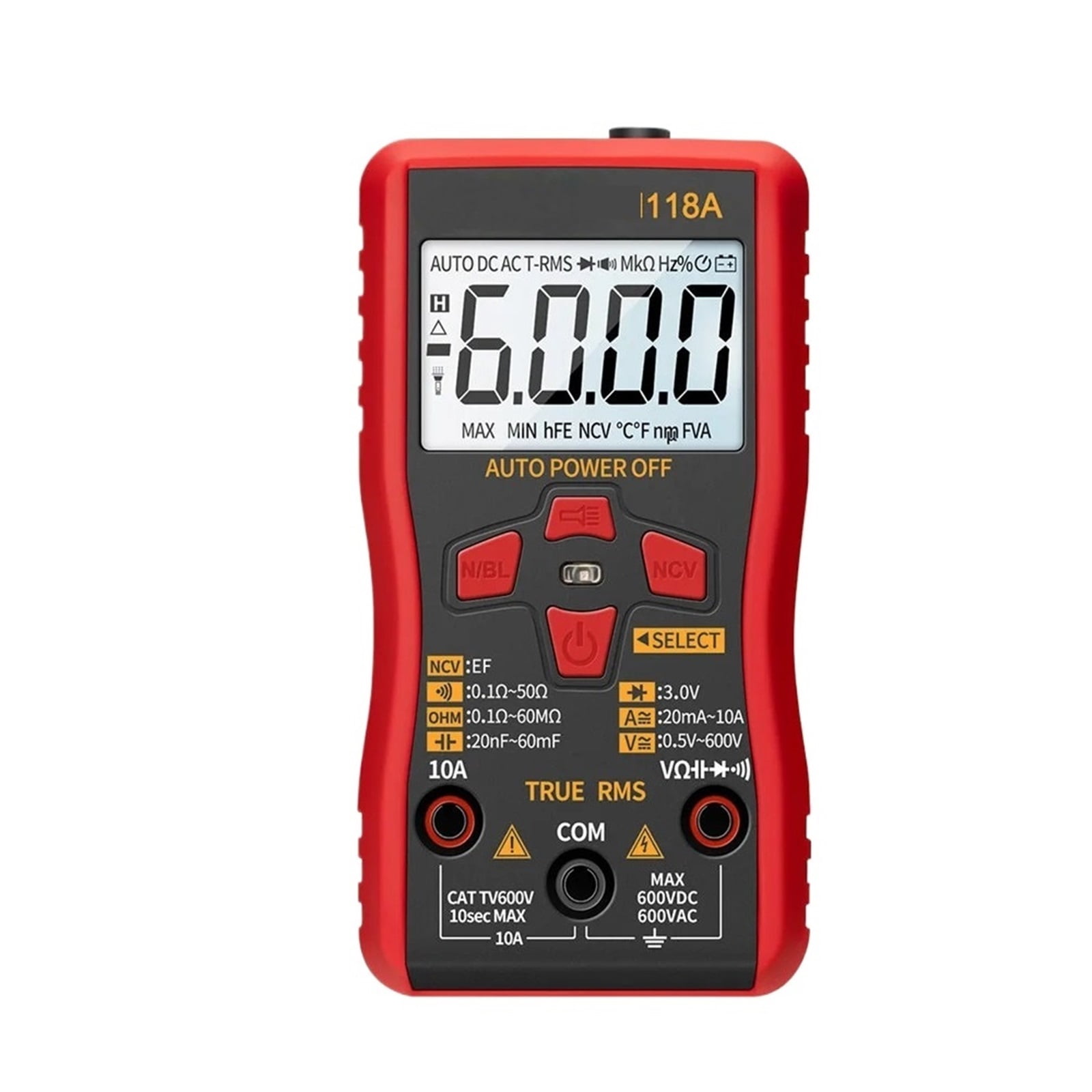 Smart Tester Mini 6000 Counts Flashlight Digital Multimeter With NCV Data Hold Auto Mmultimetro True Rms Tranistor Meter ,Battery Test