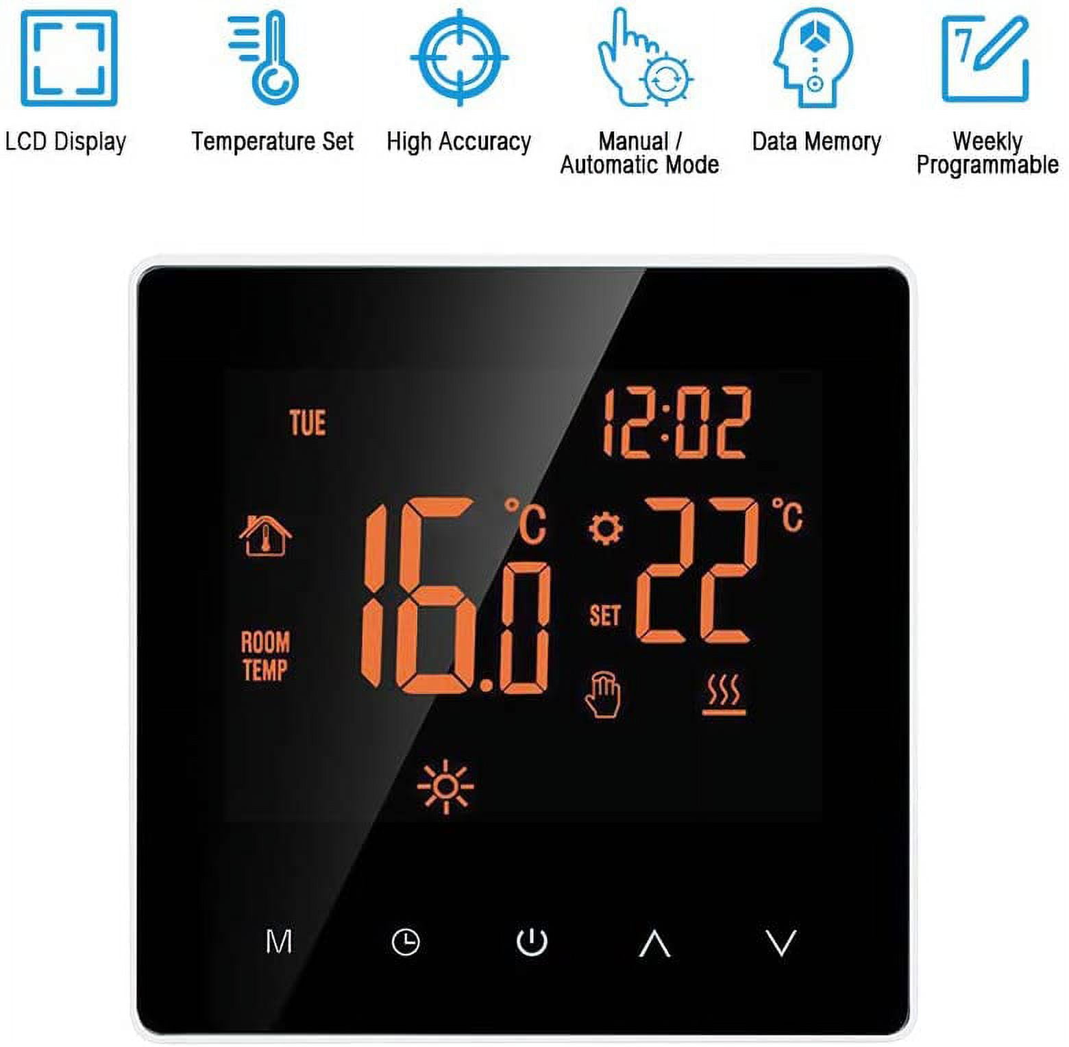 Smart Thermostat Digital Room Thermostat Programmable LCD Display Touch