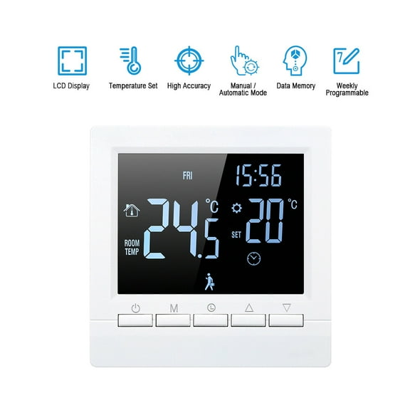 Smart Thermostat Digital Temperature Controller LCD Display Week Programmable Electric Floor Heating Thermostat for Home School Office Hotel 16A