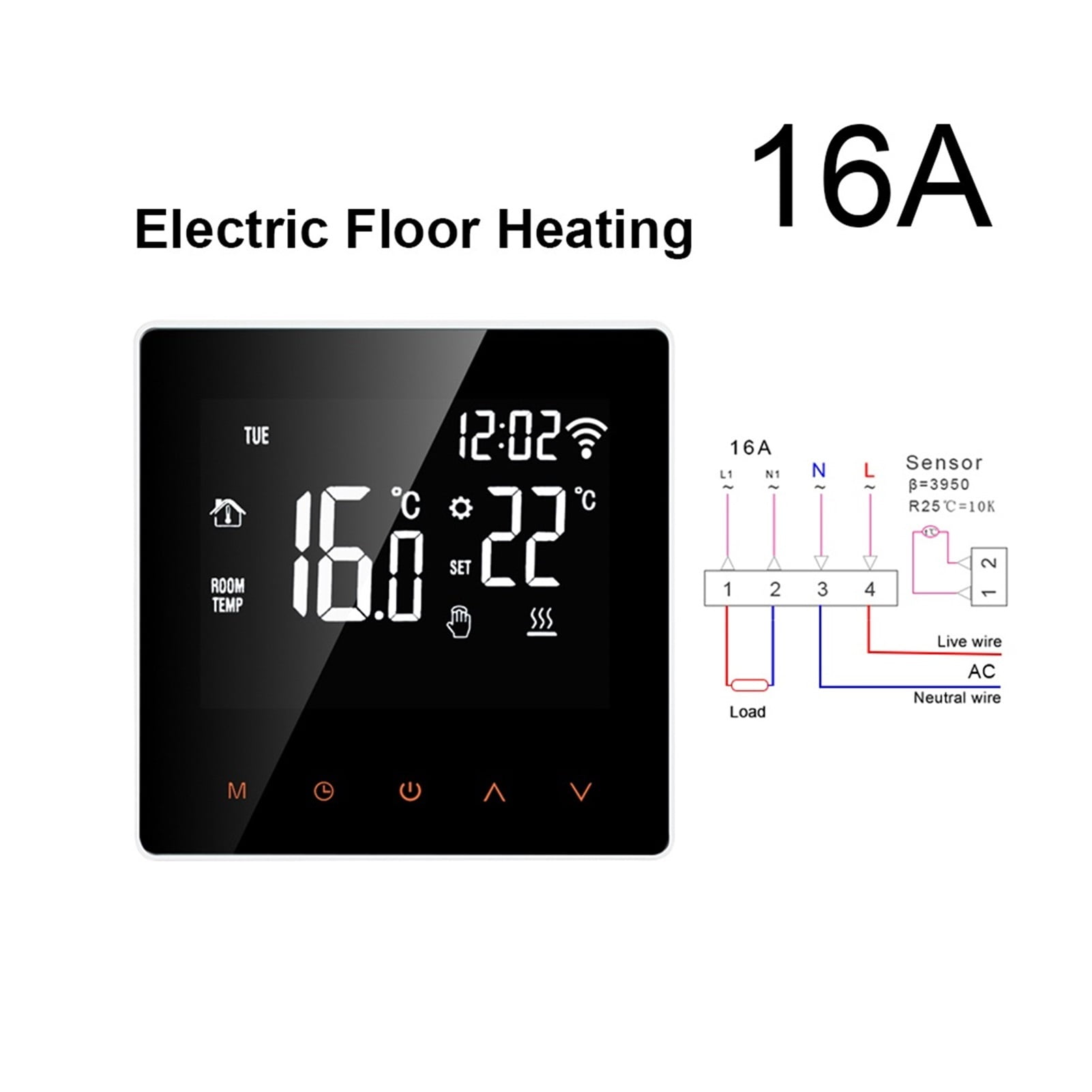 Smart Thermostat Temperature Controller,Water/Electric Heating With ...
