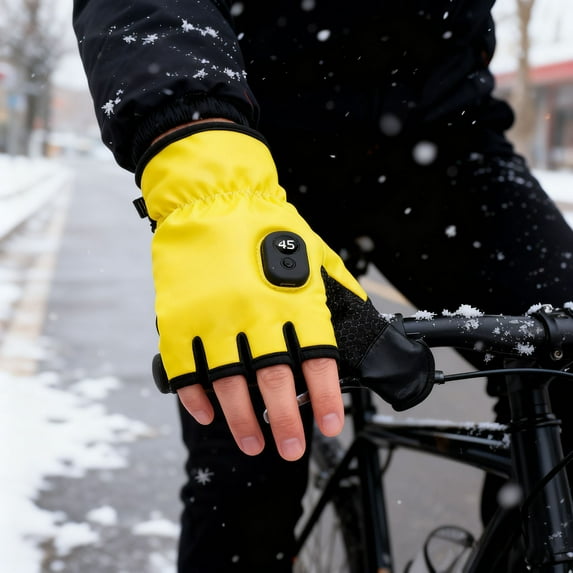 Smart Thermostatic Fingerless Heated Gloves - Rechargeable Electric Hand Warmers with Digital Display, Smart Thermostatic Heated Fingerless Winter Warm Gloves for Work & Winter Sports