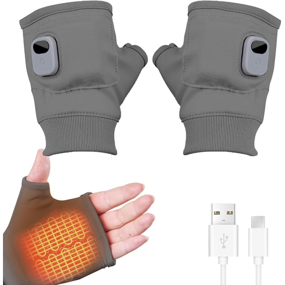 Smart Thermostatic Heated Fingerless Gloves,Rechargeable Heated Gloves,Portable Heating Glove with Digital Display,Three-Speed Adjustable Temperature, Heating Glove for Women Men