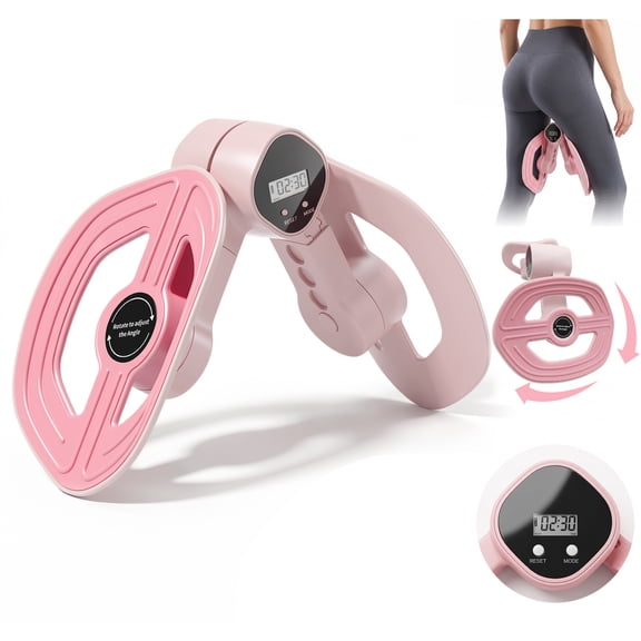 Feeray Smart Thigh and Leg Exerciser for Women, Lower Body Resistance Trainer with Digital Counter, Adjustable Length Home Gym Equipment, Pink
