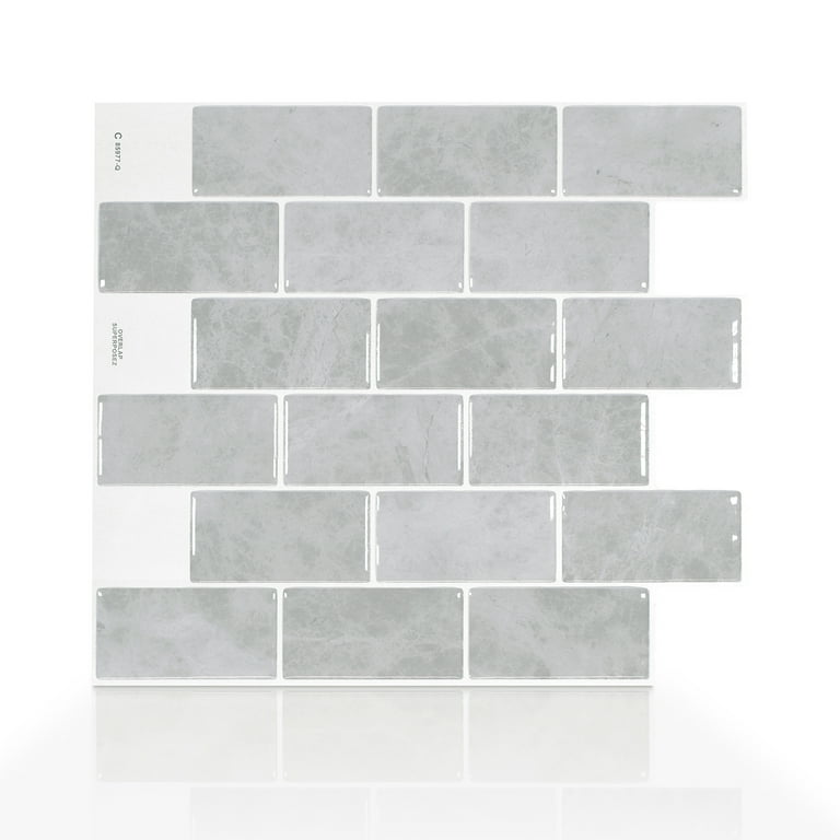 Smart Tiles 10.95 in x 9.70 in Peel and Stick Self-Adhesive Mosaic Backsplash Wall Tile - Subway White (4-Pack) Smart Tiles 10.95 in x 9.70 in Peel and Stick Self-Adhesive Mosaic Backsplash Wall Tile - Subway White (4-Pack)