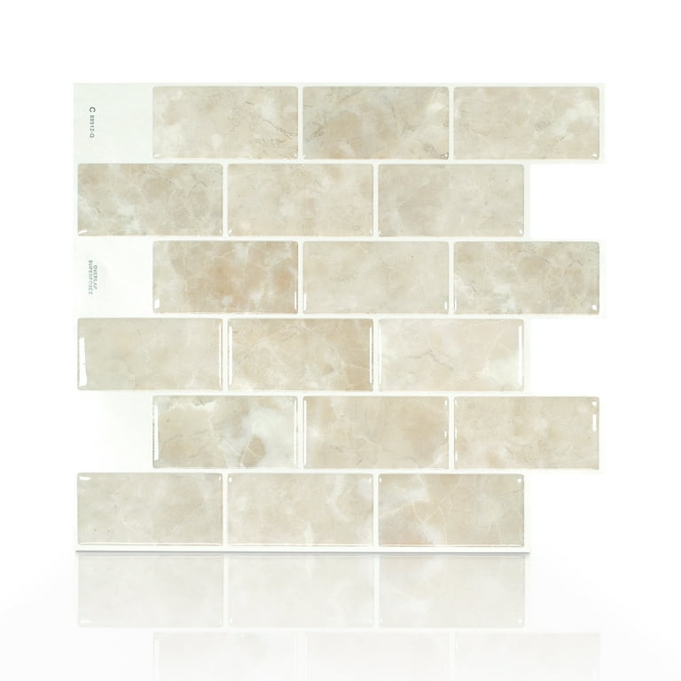 Smart Tiles 10.95 in x 9.70 in Peel and Stick Self-Adhesive Mosaic Backsplash Wall Tile - Subway White (4-Pack) Smart Tiles 10.95 in x 9.70 in Peel and Stick Self-Adhesive Mosaic Backsplash Wall Tile - Subway White (4-Pack)