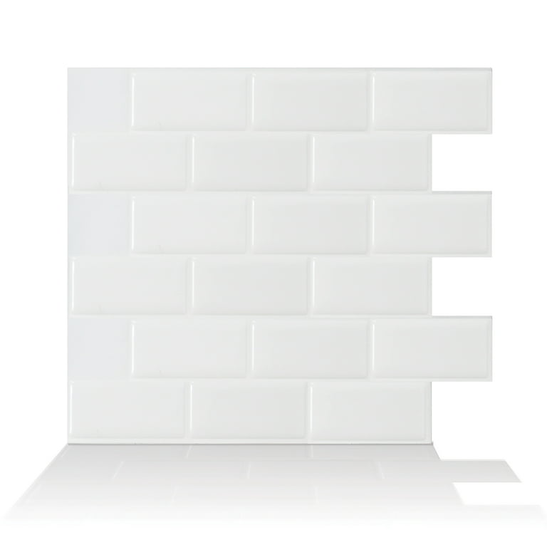 Smart Tiles 10.95 in x 9.70 in Peel and Stick Self-Adhesive Mosaic Backsplash Wall Tile - Subway White (4-Pack) Smart Tiles 10.95 in x 9.70 in Peel and Stick Self-Adhesive Mosaic Backsplash Wall Tile - Subway White (4-Pack)