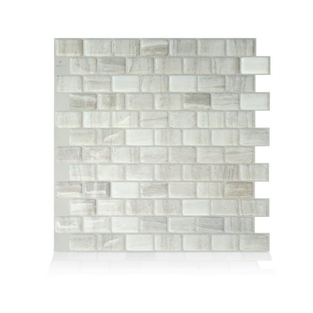 Smart Tiles - 3D Adhesive Peel and Stick Backsplash Tile, Beige - 4-Pack 9.8" x 9.74"
