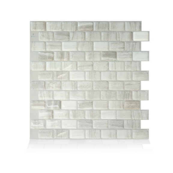 Smart Tiles - 3D Adhesive Peel and Stick Backsplash Tile, Beige - 4-Pack 9.8" x 9.74"