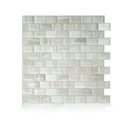Smart Tiles 10.95 in x 9.70 in Peel and Stick Self-Adhesive Mosaic Backsplash Wall Tile - Subway White (4-Pack) Smart Tiles 10.95 in x 9.70 in Peel and Stick Self-Adhesive Mosaic Backsplash Wall Tile - Subway White (4-Pack)