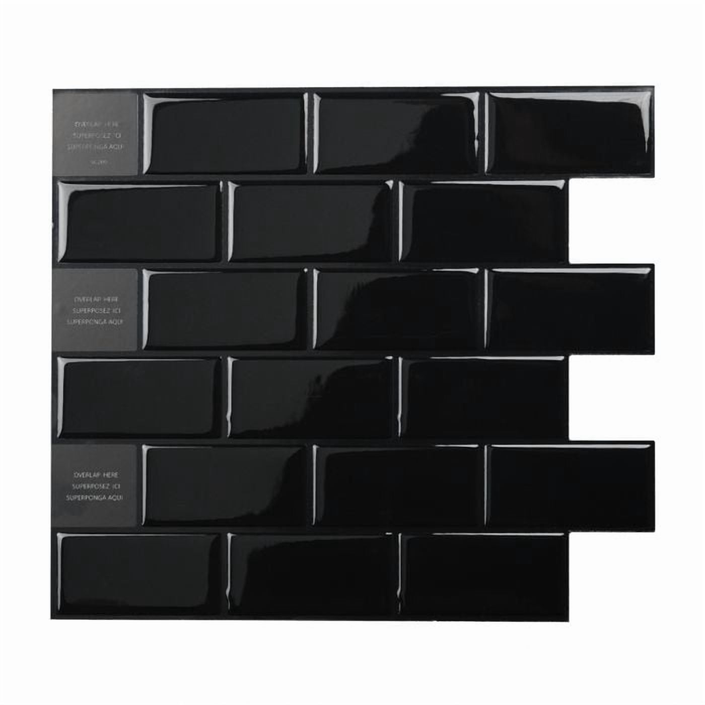 Smart Tiles Peel and Stick Backsplash, 10 Adhesive Tiles, Subway Black, 10,95"x9,7"