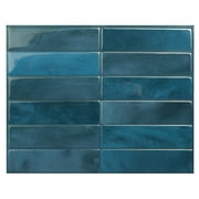 Smart Tiles - 3D Adhesive Peel and Stick Backsplash Tile, Blue - 5-Pack 11.43" x 9"