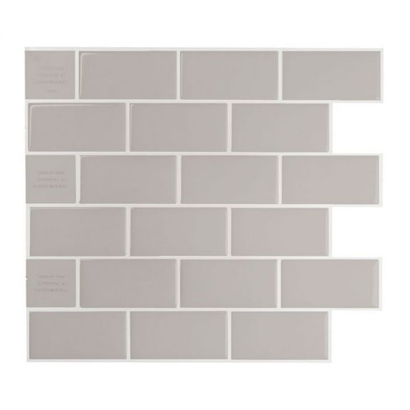 Smart Tiles Peel and Stick Backsplash, 10 Adhesive Tiles, Subway Grey, 10,95"x9,7"