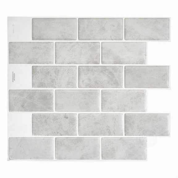 Smart Tiles Peel and Stick Backsplash, 10 Adhesive Tiles, Subway Grey, 10,95"x9,7"