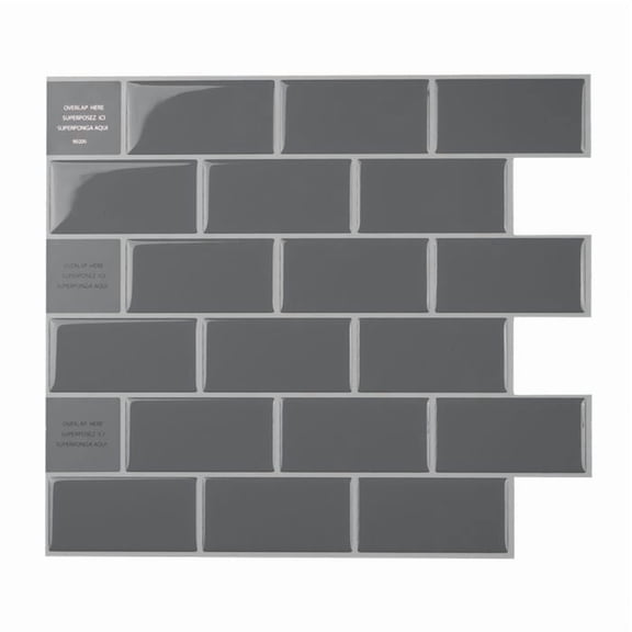 Smart Tiles Peel and Stick Backsplash, 10 Adhesive Tiles, Subway Grey, 10,95"x9,7"