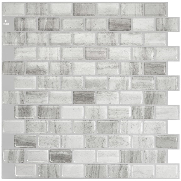 Smart Tiles - 3D Adhesive Peel and Stick Backsplash Tile, Gray - 4-Pack 9.8" x 9.74"