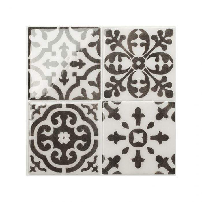 Smart Tiles Peel and Stick Backsplash, 5 Adhesive Tiles, Vintage Grey, 9"x9"