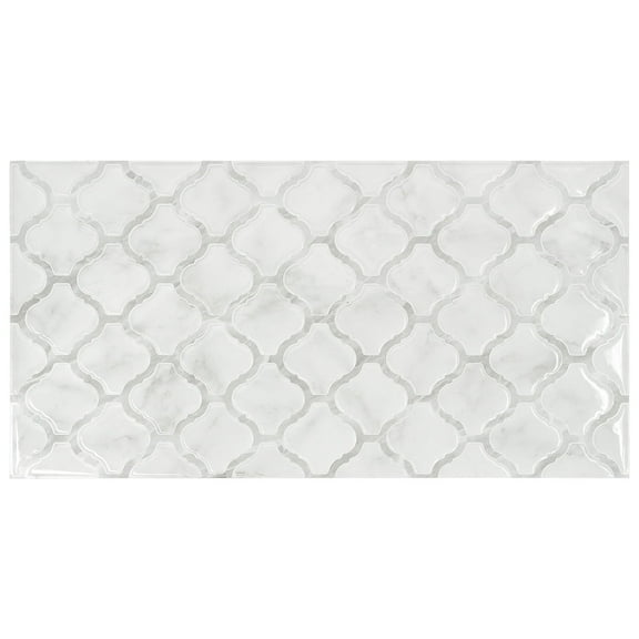 Smart Tiles Peel and Stick Backsplash, 5 Adhesive Tiles, Blok Grey/White, 22.56"x11.58"