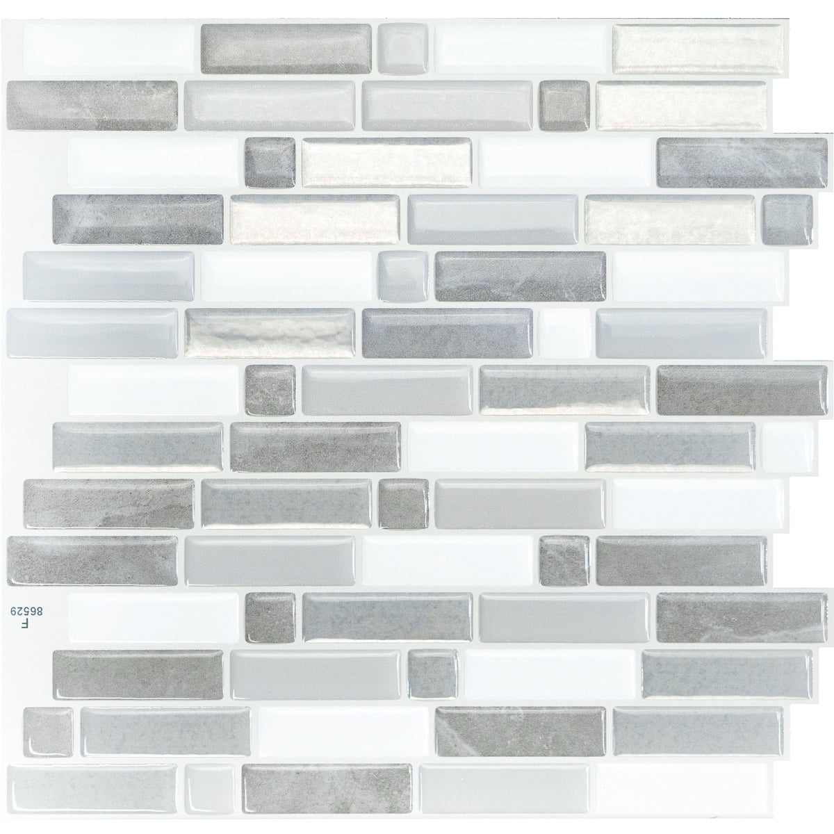 Smart Tiles Peel and Stick Backsplash, 5 Adhesive Tiles, Crescendo Grey/White, 9.72"x9.36"