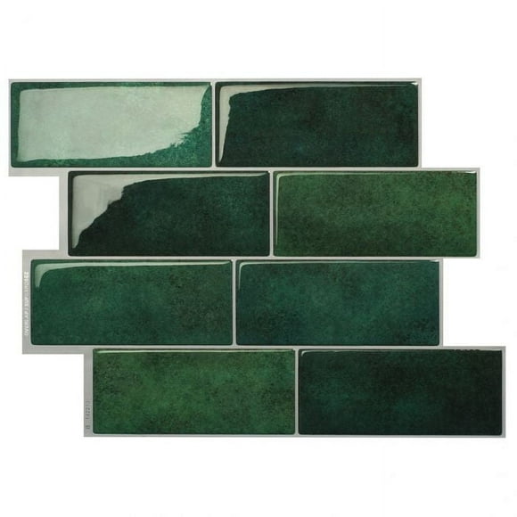 Smart Tiles Peel and Stick Backsplash, 5 Adhesive Tiles, Metro Green, 11.55"x8.38"