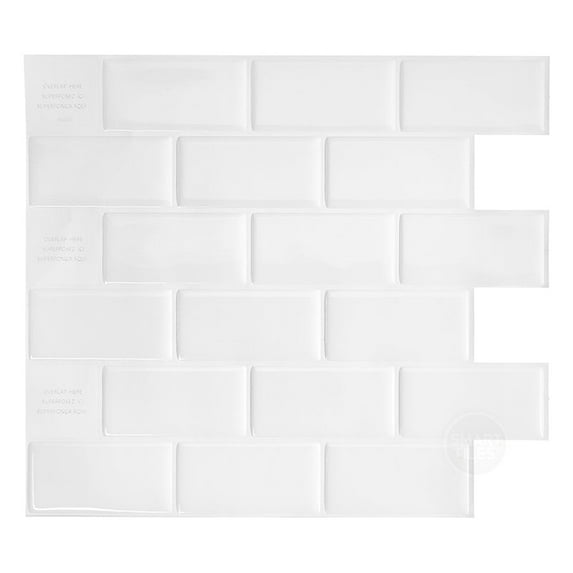 Smart Tiles Peel and Stick Backsplash, 10 Adhesive Tiles, Subway White, 10,95"x9,7"