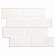 Smart Tiles Peel and Stick Backsplash, 5 Adhesive Tiles, Metro White, 11.55x8.38