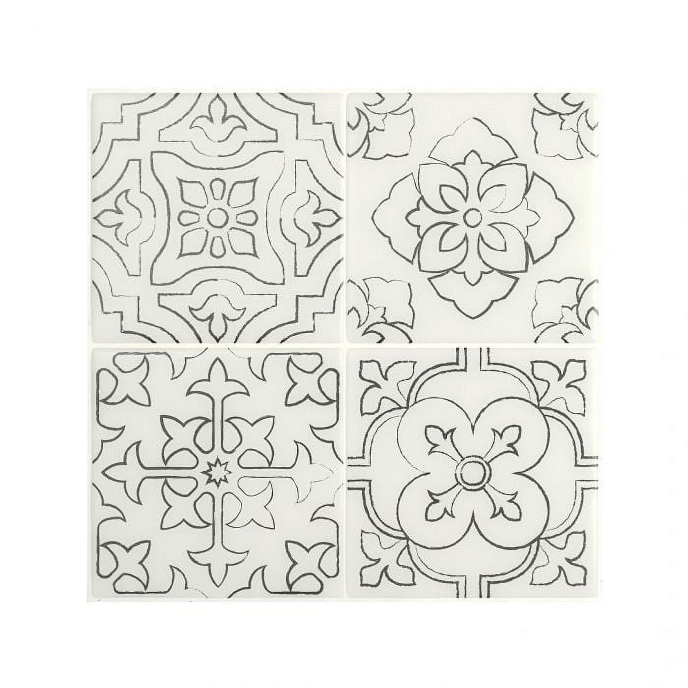 Smart Tiles Peel and Stick Backsplash, 5 Adhesive Tiles, Vintage White, 9"x9"