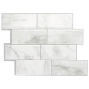 Smart Tiles Peel and Stick Backsplash, 5 Adhesive Tiles, Metro White/Grey, 11.55x8.38
