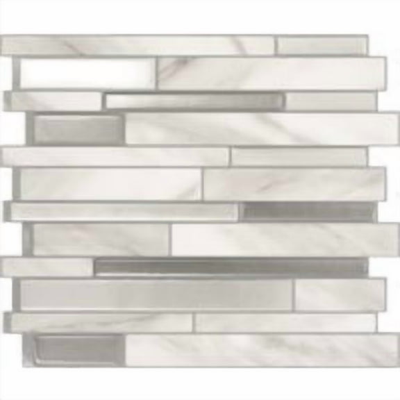 SMART TILES Peel and Stick Backsplash Tiles - 4 Sheets of 12in x 10in - 3D Adhesive Peel and Stick Tile Backsplash for Kitchen, Bathroom, Wall Tiles