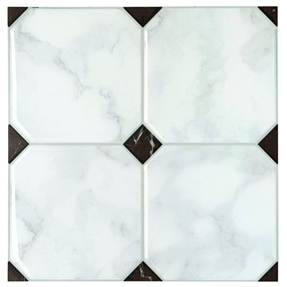 Smart Tiles Peel and Stick Backsplash, 5 Adhesive Tiles, Betera White/Grey/Black, 7.75"x7.75"