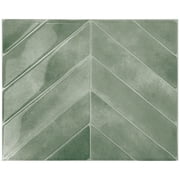 Smart Tiles Peel and Stick Backsplash, 5 Adhesive Tiles, Chevron Green, 11.43x9