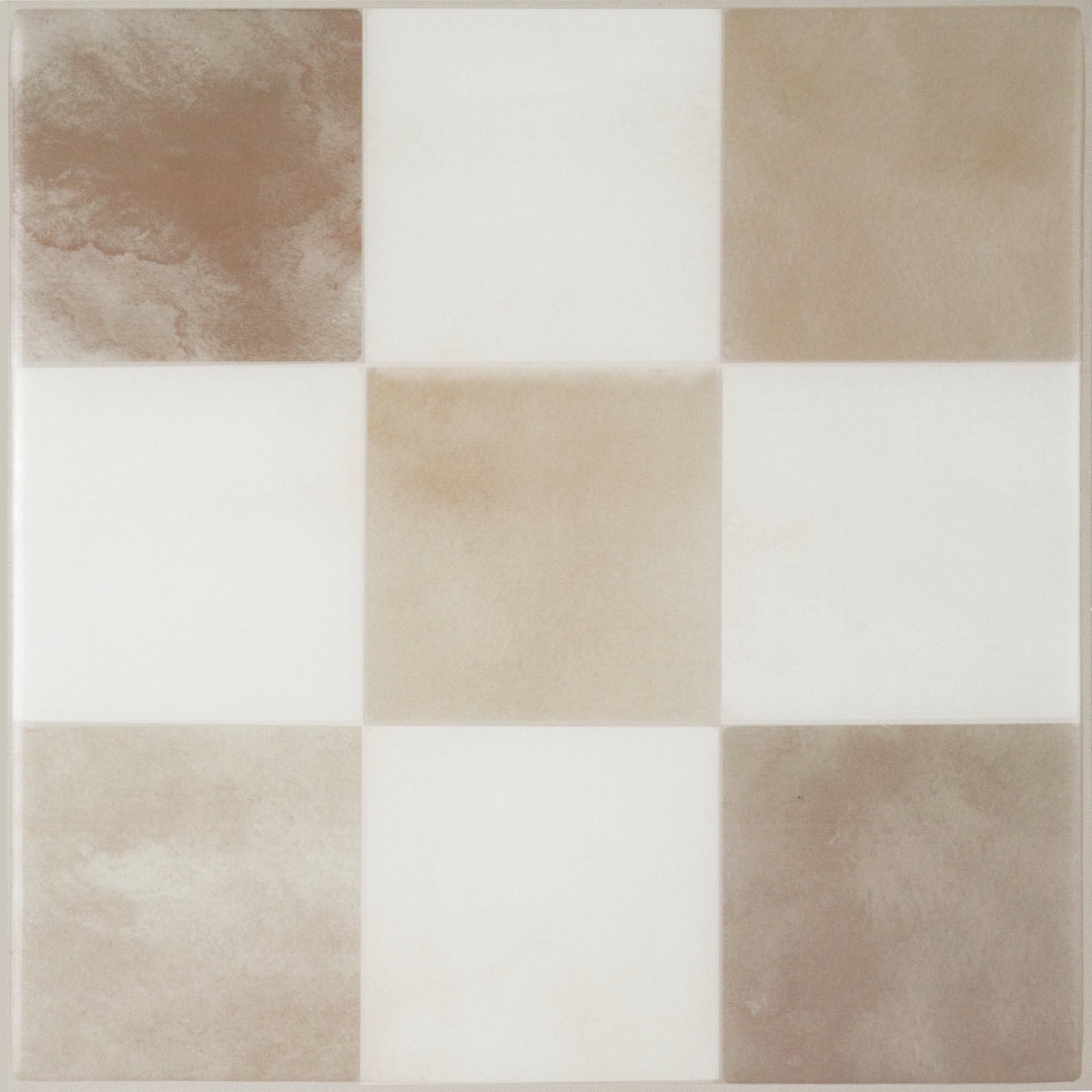 Smart Tiles Peel and Stick Backsplash, 5 Adhesive Tiles, Damier Beige/Ivory, 7.75"x7.75"