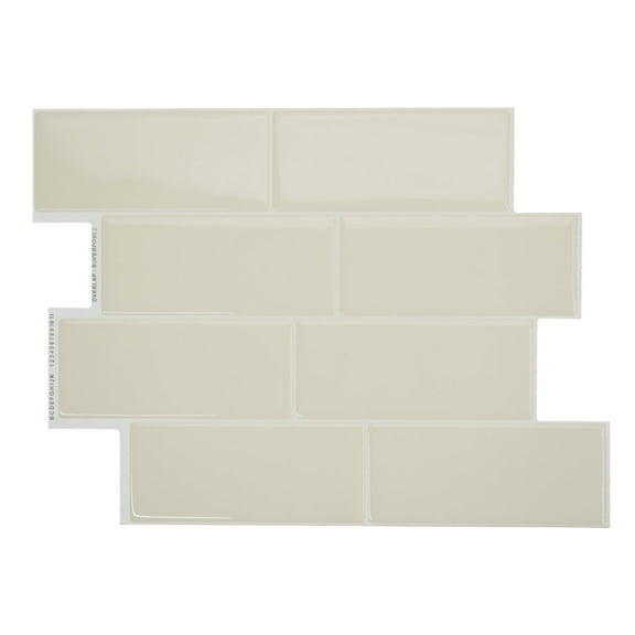 Smart Tiles Peel and Stick Backsplash, 5 Adhesive Tiles, Metro Beige, 11.55"x8.38"