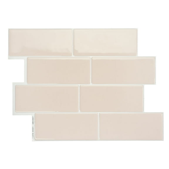 Smart Tiles Peel and Stick Backsplash, 5 Adhesive Tiles, Metro Beige, 11.55"x8.38"