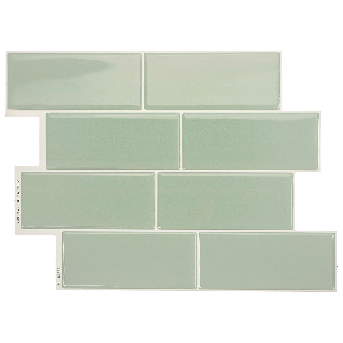 Smart Tiles Peel and Stick Backsplash, 5 Adhesive Tiles, Metro Green, 11.55"x8.38"
