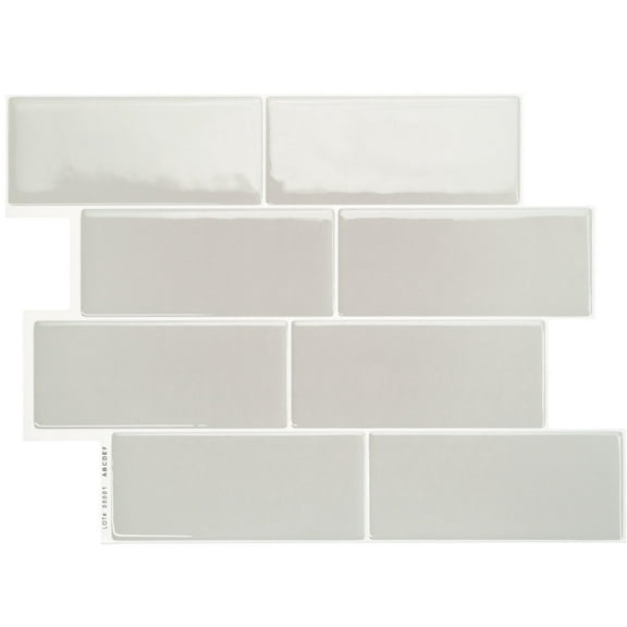 Smart Tiles Peel and Stick Backsplash, 5 Adhesive Tiles, Metro Grey, 11.55"x8.38"