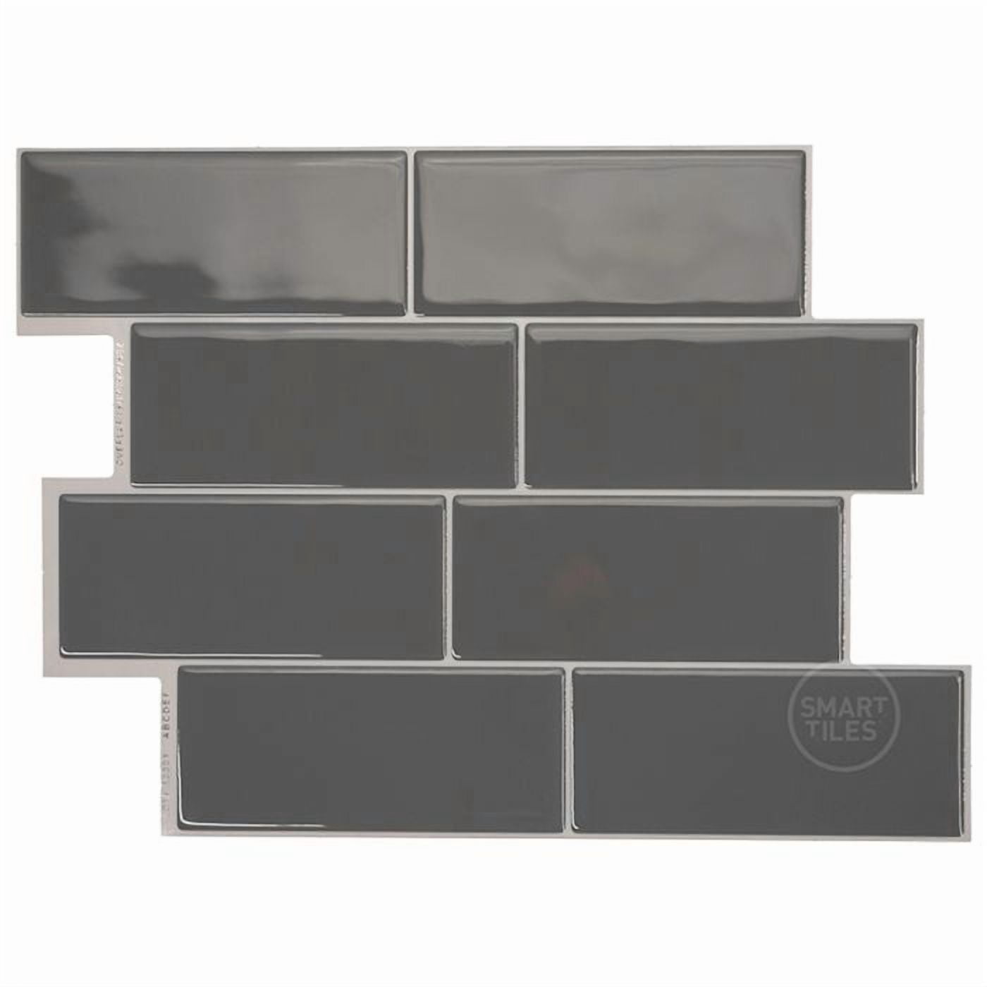 Smart Tiles Peel and Stick Backsplash, 5 Adhesive Tiles, Metro Grey, 11.55"x8.38"