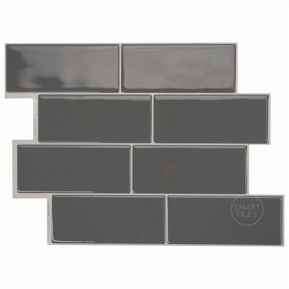 Smart Tiles Peel and Stick Backsplash, 5 Adhesive Tiles, Metro Grey, 11.55"x8.38"