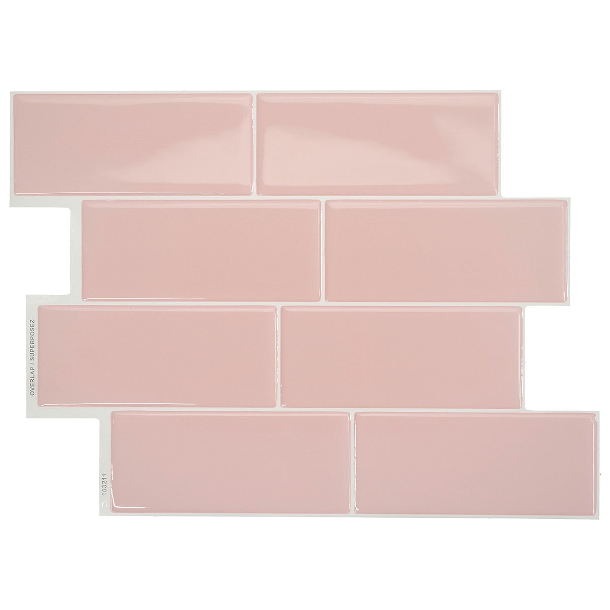 Smart Tiles Peel and Stick Backsplash, 5 Adhesive Tiles, Metro Pink, 11.55"x8.38"