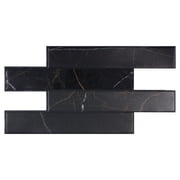 Smart Tiles Peel and Stick Backsplash, 5 Adhesive Tiles, Norway Black, 22.56x11.57