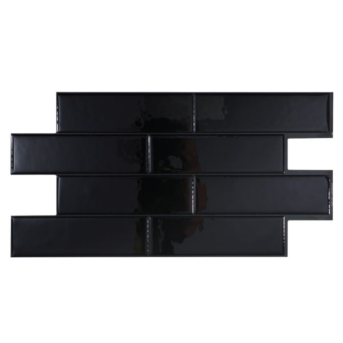 Smart Tiles Peel and Stick Backsplash, 5 Adhesive Tiles, Oslo Black, 22.56"x10.87"