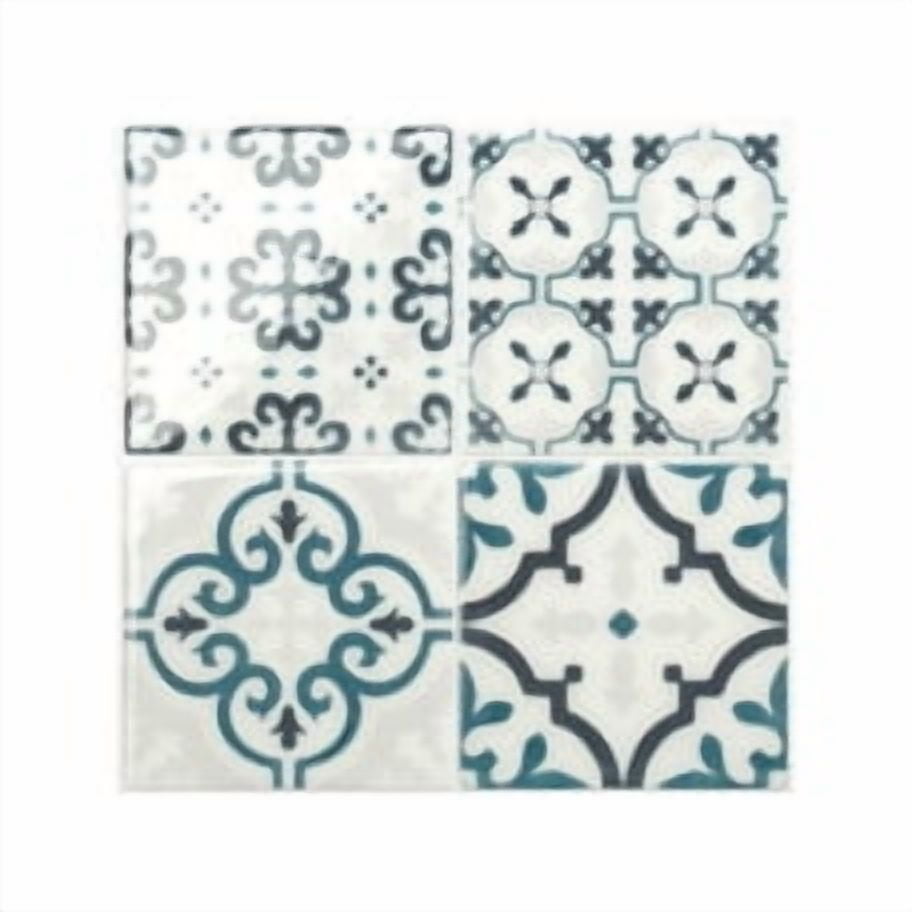 Smart Tiles Peel and Stick Backsplash, 5 Adhesive Tiles, Vintage Blue, 9"x9"