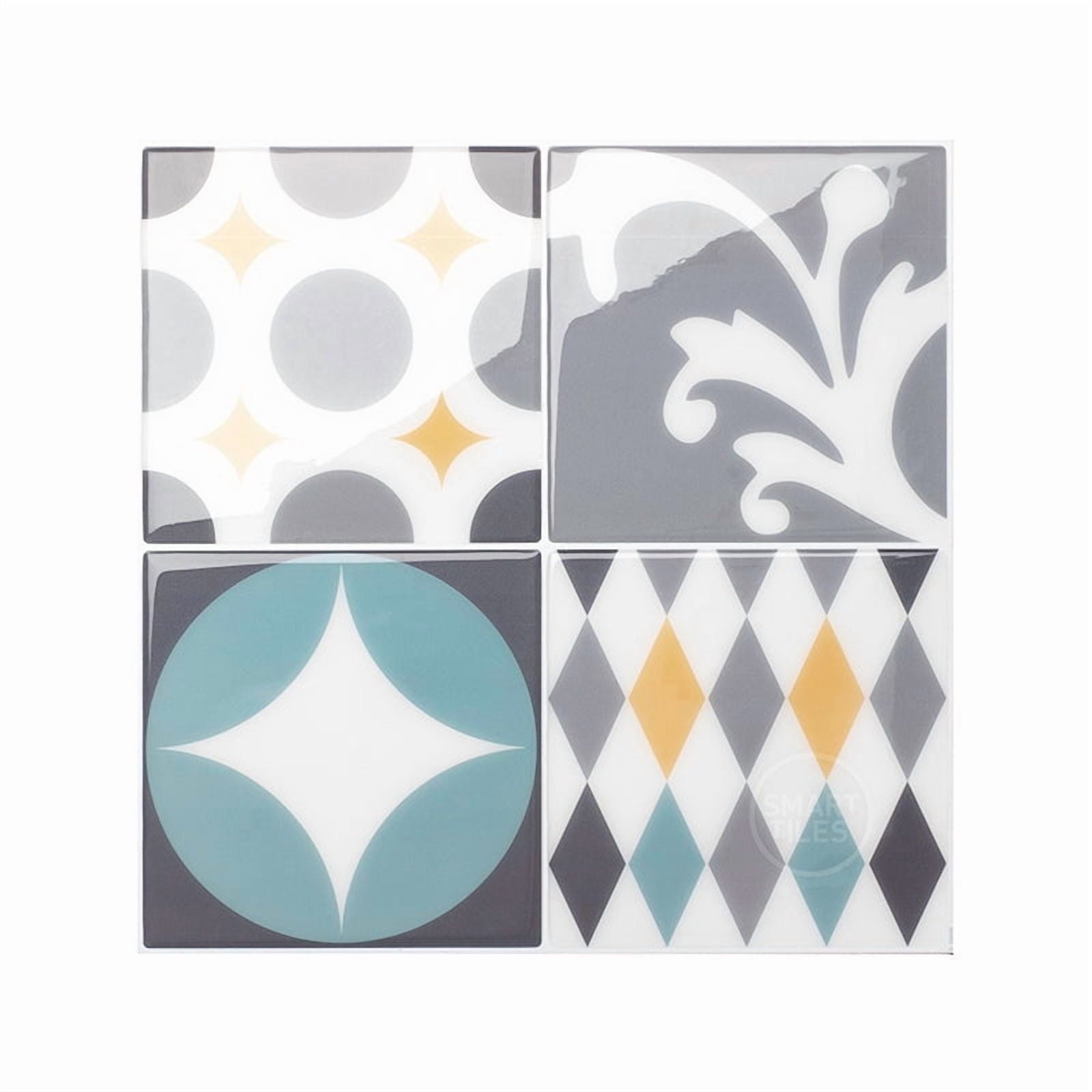 Smart Tiles Peel and Stick Backsplash, 5 Adhesive Tiles, Vintage Multicolored, 9"x9"