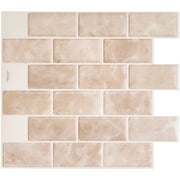 Smart Tiles - 3D Adhesive Peel and Stick Backsplash Tile, Beige - 10-Pack 10.95" x 9.7"