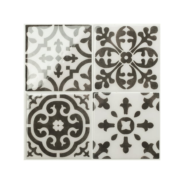 Smart Tiles - 3D Adhesive Peel and Stick Backsplash Tile, Gray - 5-Pack 9" x 9"