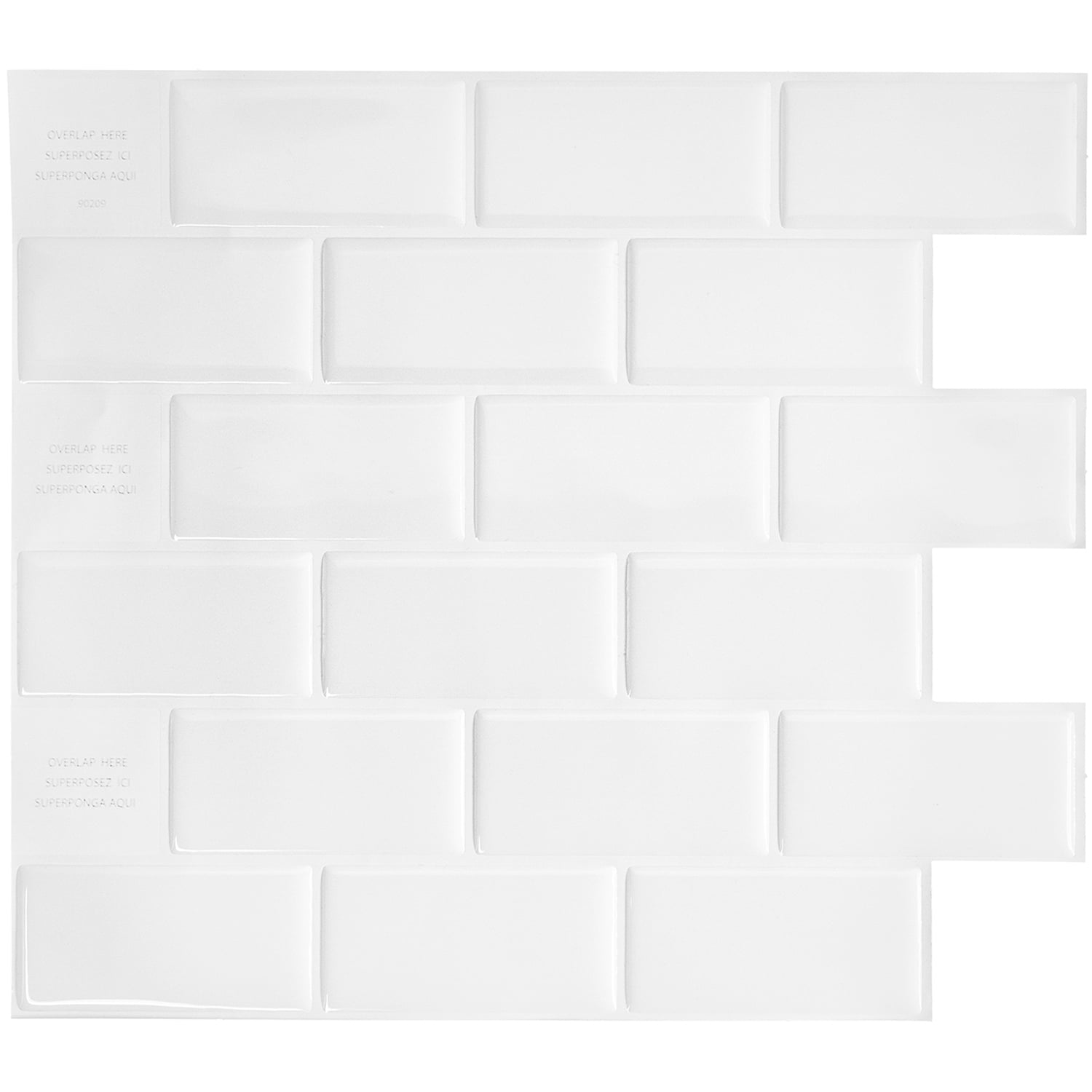 Smart Tiles Peel and Stick Backsplash, 10 Adhesive Tiles, Subway White, 10,95"x9,7"