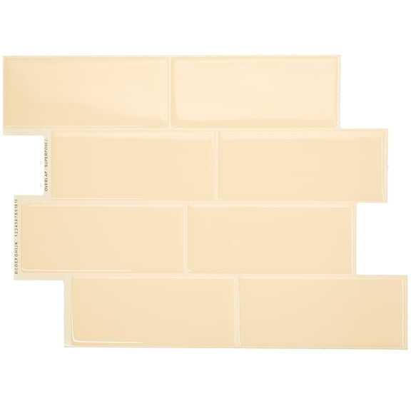 Smart Tiles - 3D Adhesive Peel and Stick Backsplash Tile, Beige - 4-Pack 11.56" x 8.38"