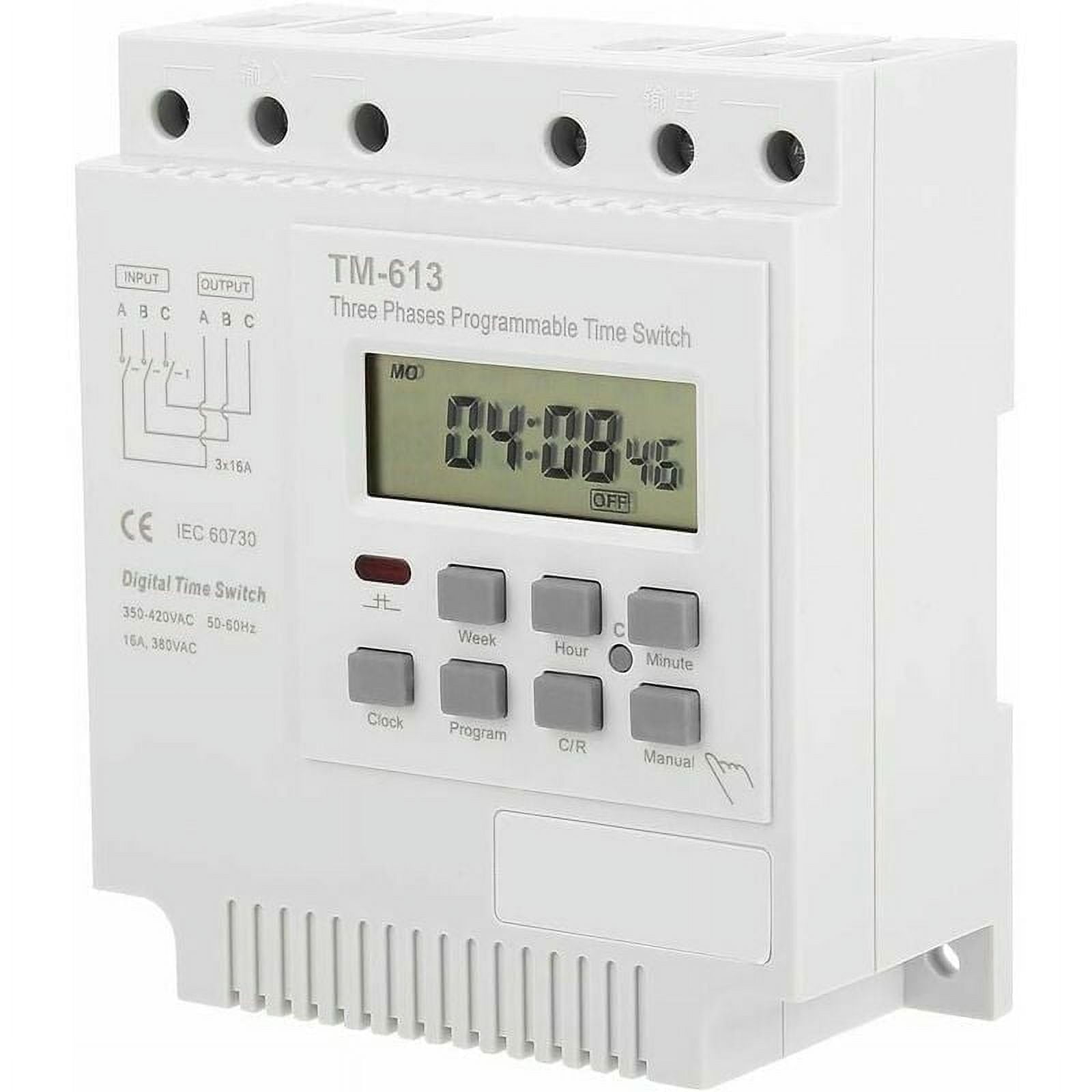 Timer Switch For Three Phase Equipment, Weekly Program Function Digital  Time Weekly Relay For Water Pump, Energy Efficient Easy Installation,  Power-Off Memory, 350V-420VAC, Stable - Walmart.com, image size:1600x1600