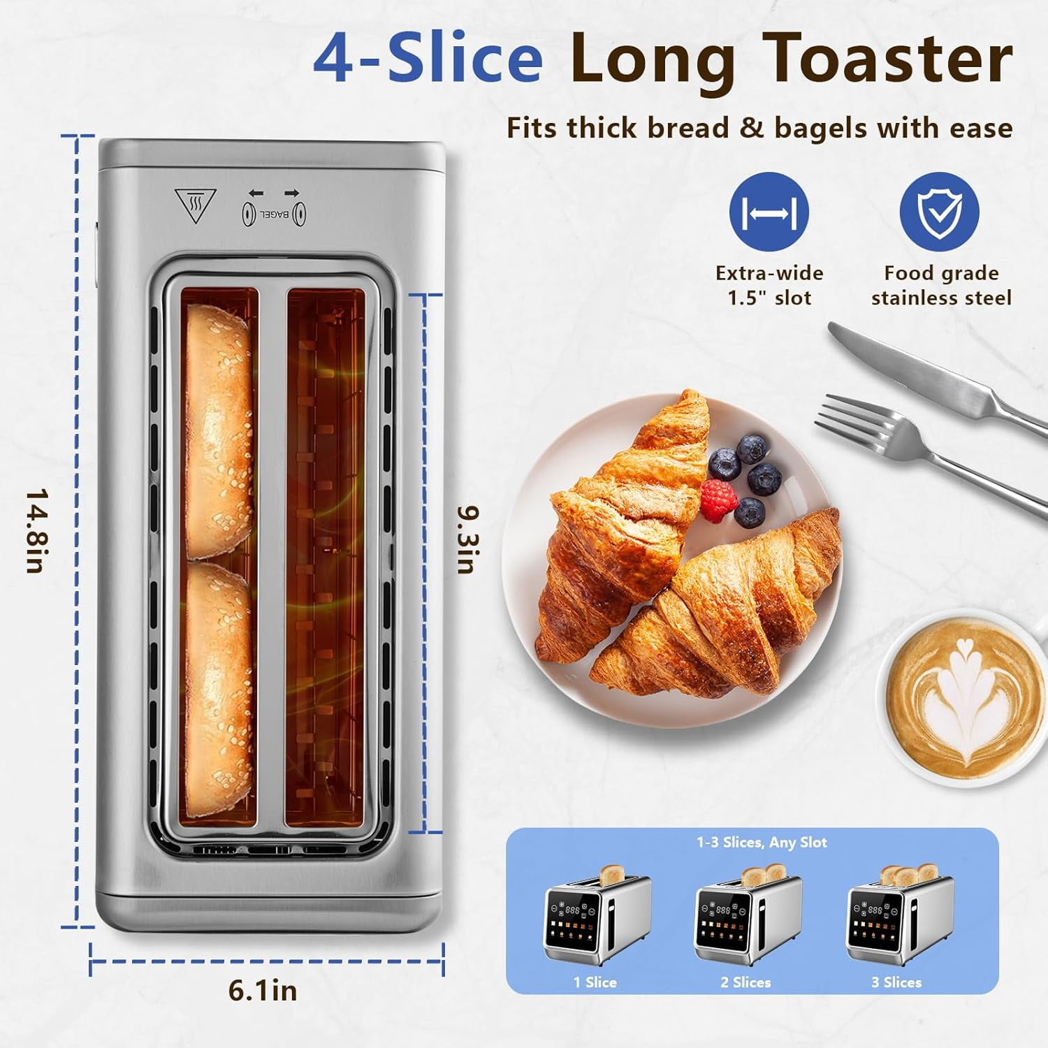 Smart Toaster 4 Slice, Touch Screen, Digital Toasters with 6 Browning ...