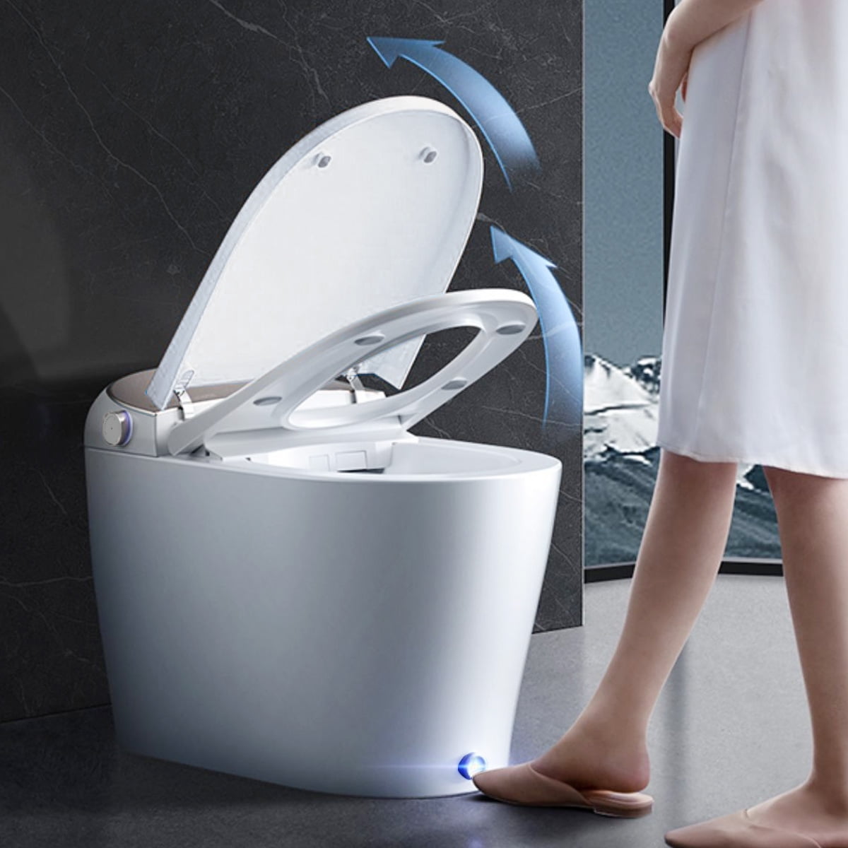 Elongated White Smart Toilet with Auto Flush and Heated Seat